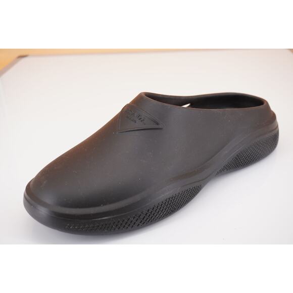 Prada Mellow Logo Waterproof Clog Mule Black rubber size 40 10 New $575 - Picture 1 of 10